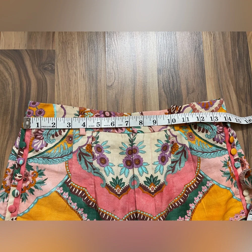 Zara Multicolor High Waist linen blend Women's Shorts - Picture 5 of 9